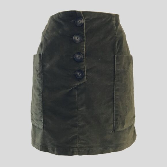 Urban Outfitters BDG Green Y2K Velvet Short Low Rise Mini Skirt With Pockets - S - Picture 1 of 8